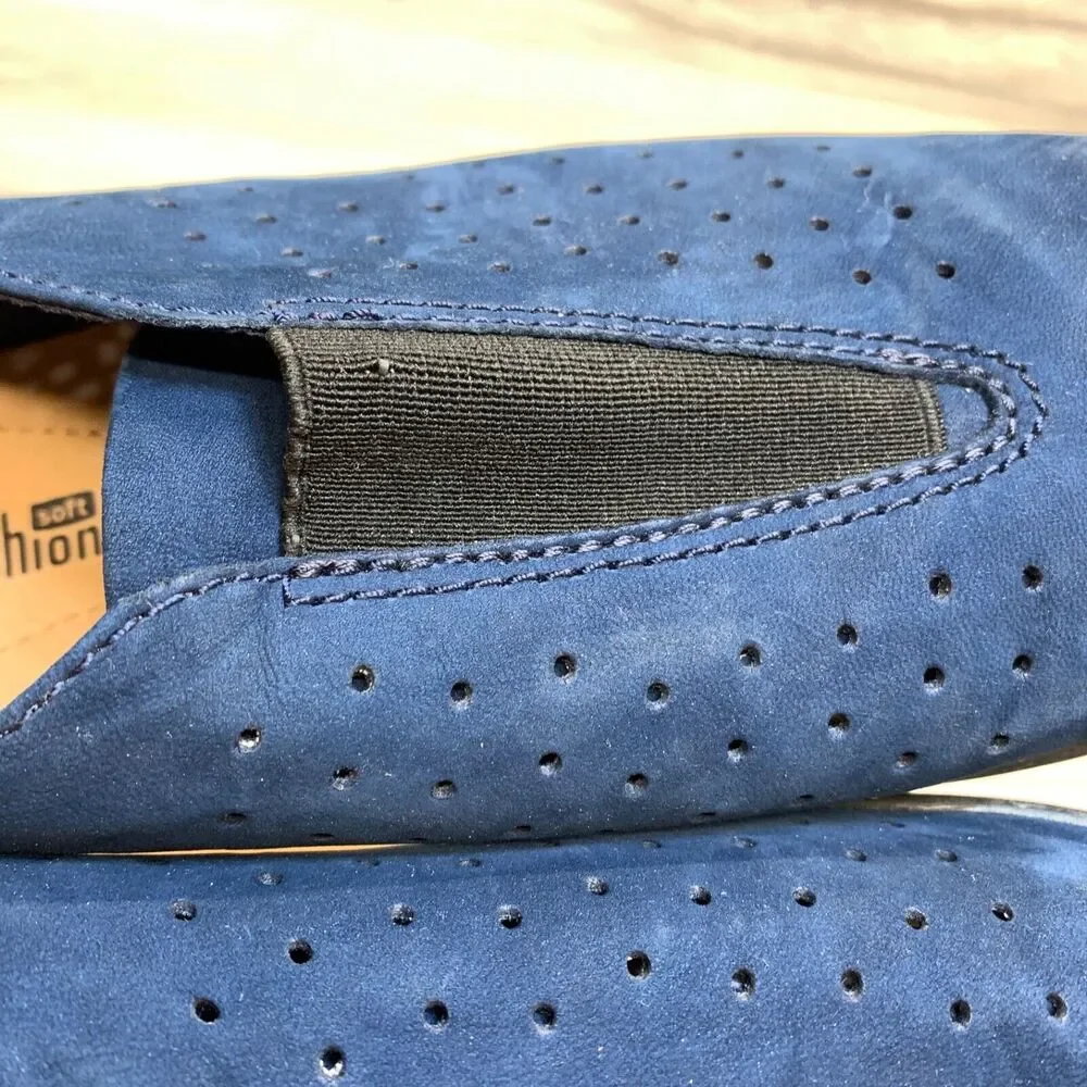 Clarks Soft Cushion Blue Nubuck Slip On Loafers Medora Gemma Women's‎ Shoes Sz 7